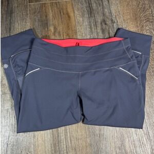Athleta Women's Capri Leggings Size M Gray Red Athletic Workout Fitness, Cropped